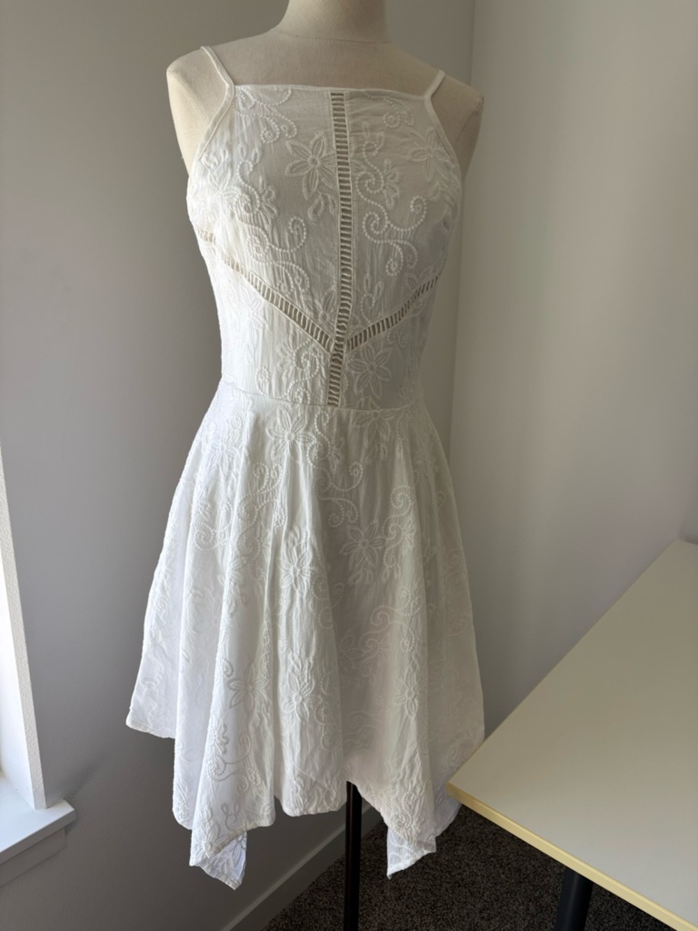 Altar’d State White Floral design Mini Fit and flare Dress - Women’s Medium